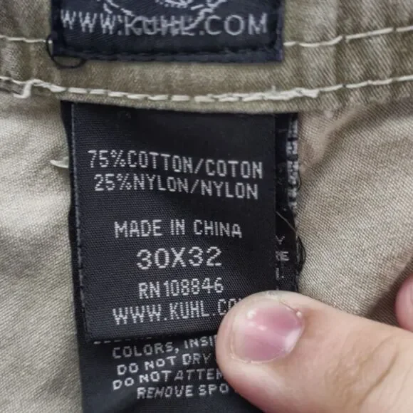 Kuhl Mens Pants 30x32 Born In The Mountains Vintage Patinadye Olive Green Hiking - Picture 16 of 16